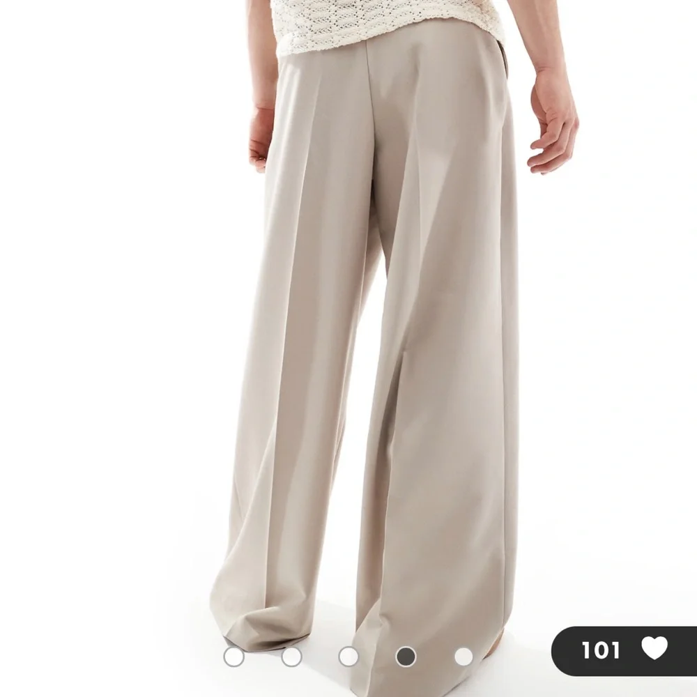 Asos Men Unisex Beige Wide-Leg Trousers